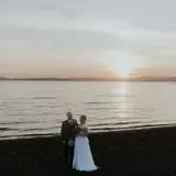 couple on beach at brisbane wedding venue